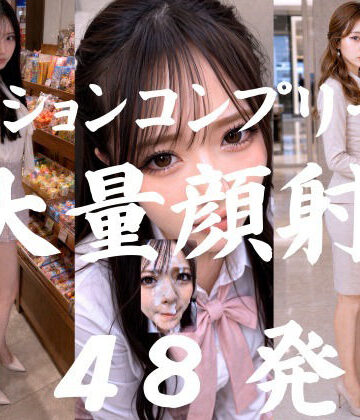 【制服】大量顔射マン、ショッピングモール縛りの射精ミッション27人＋おまけ21人、ミッションクリアを目標に大量顔射するオムニバス【4K超画質縦動画】 】Facial Compilation❤AI顔射同好会評価