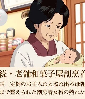 【ノベル】続・続老舗和菓子屋割烹着女将 第二話 定例のお手入れと溢れ出る母乳〜ひだの際まで整えられた割烹着女将の熟れた肉体〜❤青いらいおん評価