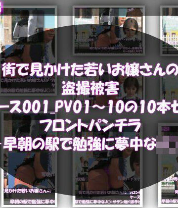 【3DCG】街で見かけた若いお嬢さんの盗撮被害:（ケース001_PV01〜10のフロントパンチラ10本セット:-早朝の駅で勉強に夢中なJ○）❤Libido-Labo評価