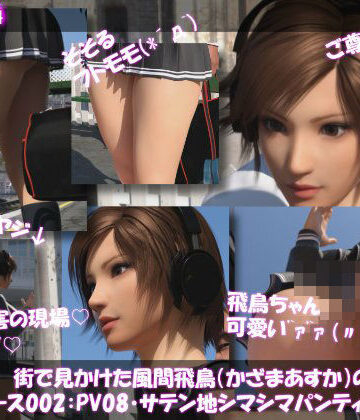 【3DCG】街で見かけた鉄拳★風間飛鳥（かざまあすか）のスカート内盗撮被害:（早朝の駅で勉強に夢中:PV08・サテン地シマシマパンティ）❤Libido-Labo評価