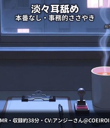 【OL】【淡々耳舐め/本番なし】では、右耳から失礼します〜社宅の隣に住む会社の先輩（28歳）が、事務的なささやきのまま耳を舐めてくれる〜【合成音声】❤コンティニュエーション評価