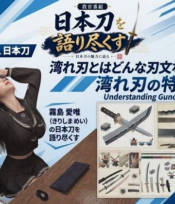 【3DCG】パンチラガチャ★霧島 愛唯（きりしま めい）『日本刀を語り尽くす』第1章-まず「日本刀とは何か」を知る（034-湾れ刃とはどんな刃文なのか？）❤Ozone_Layer評価